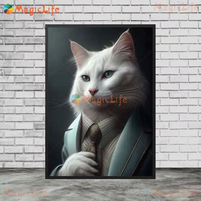 Affiche murale avec chat drôle en costume