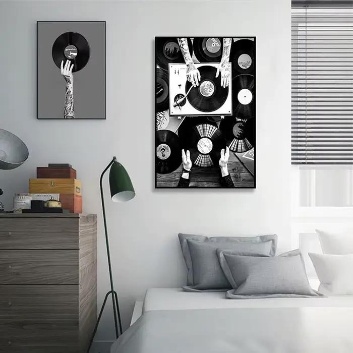 Affiches et impressions de disques de musique en noir et blanc