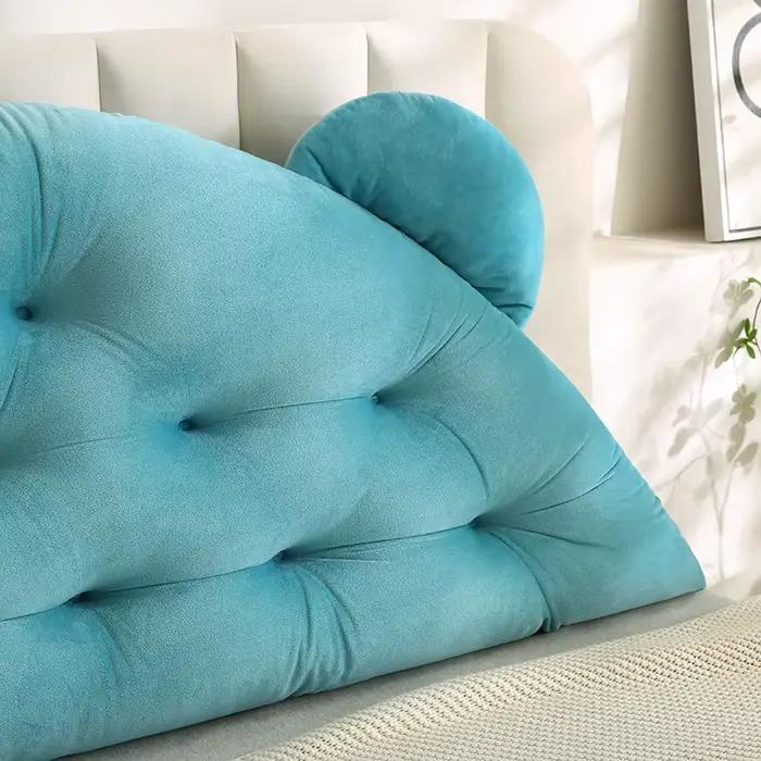 Tête de lit rembourrée en velours avec oreilles d'ours pour enfants