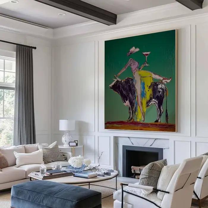 Peinture à l'huile abstraite faite à la main sur toile
