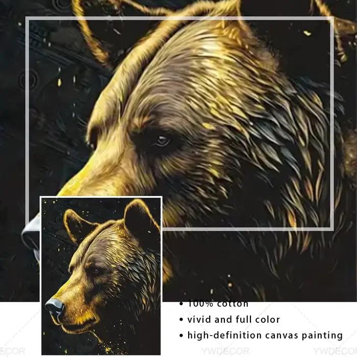 Toile de peinture d'animaux de taureau et d'ours