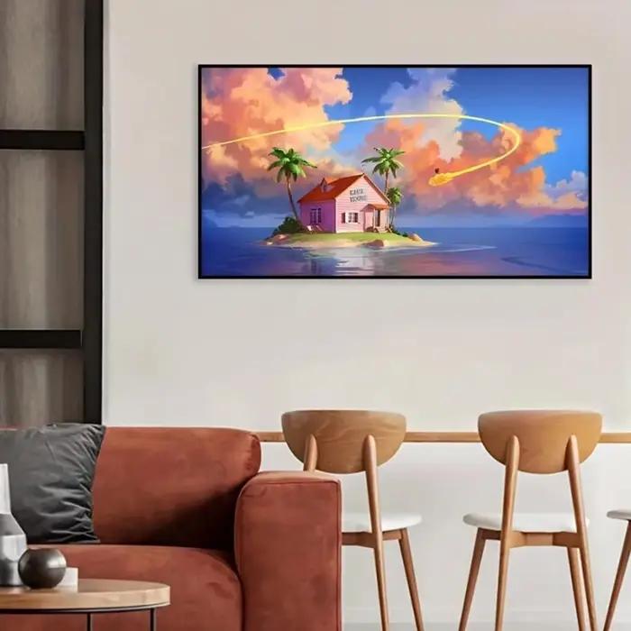 Affiches d'art murales de salle, dessin animé classique japonais, nuage, vue sur la mer, décoration de maison, peinture sur toile pour chambre à coucher, salon, imprimés artistiques imprimés