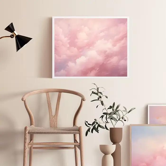 Peinture à l'huile avec nuages violets