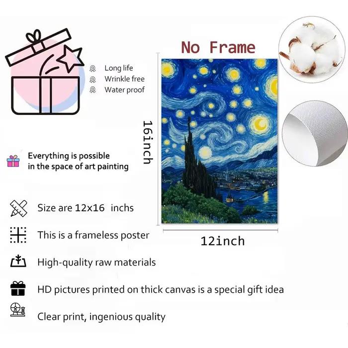 Vincent Willem van Gogh peinture calligraphie toile affiche: sans plis imperméable Durable tous les espaces décoration murale