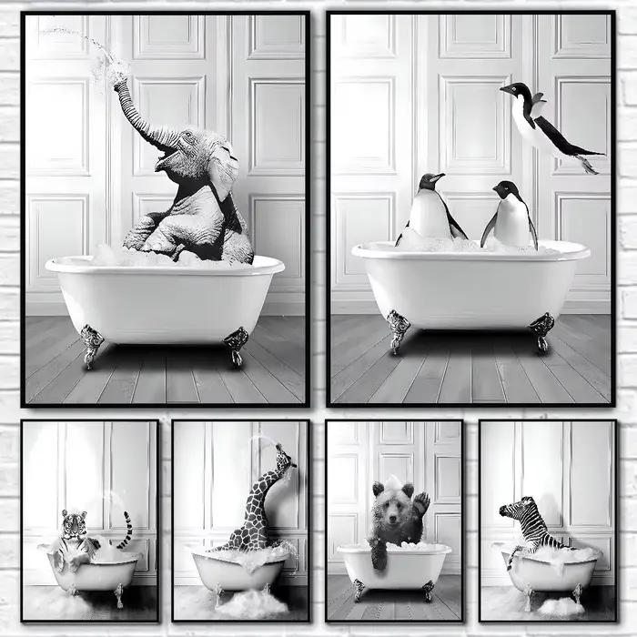 Affiches et impressions d'animaux pour décoration de salle de bain