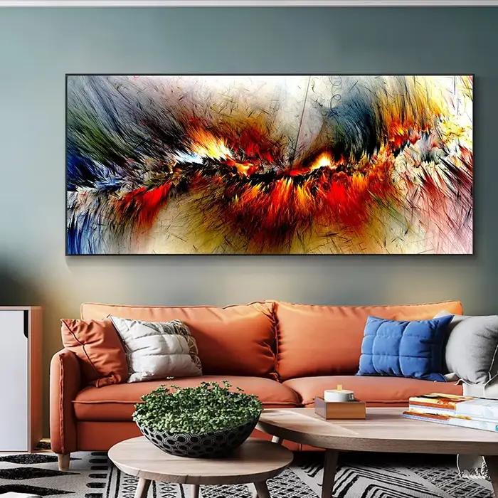 Art mural esthétique abstrait classique, nuages gris jaunes, peintures bloquant les couleurs, affiches imprimées, décor de maison, chambre à coucher, salon