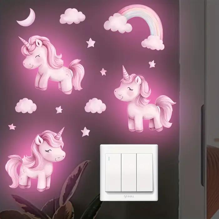 Autocollant mural lumineux étoiles licorne