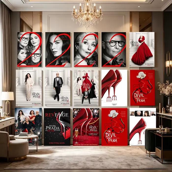 The D-Devil Wears Prada 2026 – Affiches minimalistes de chaussures à talons hauts rouges, peinture sur toile, art mural classique, décoration de chambre