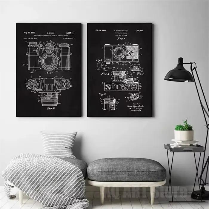 Affiches de plans de photographie de brevet moderne