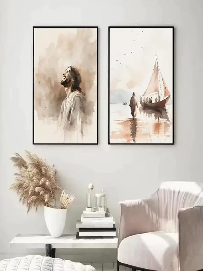 1 toile sans cadre, peinture sur toile moderne nordique