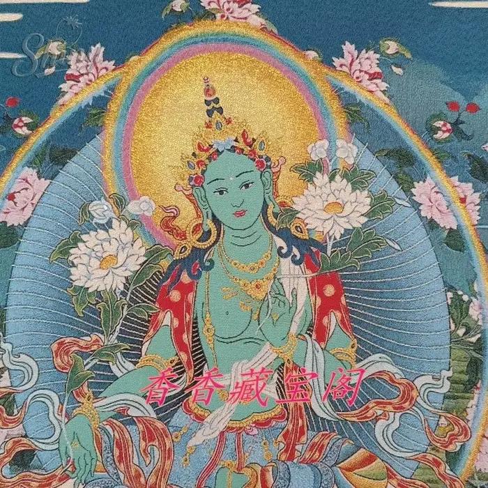 Peinture Thangka Tara verte 35.4 pouces