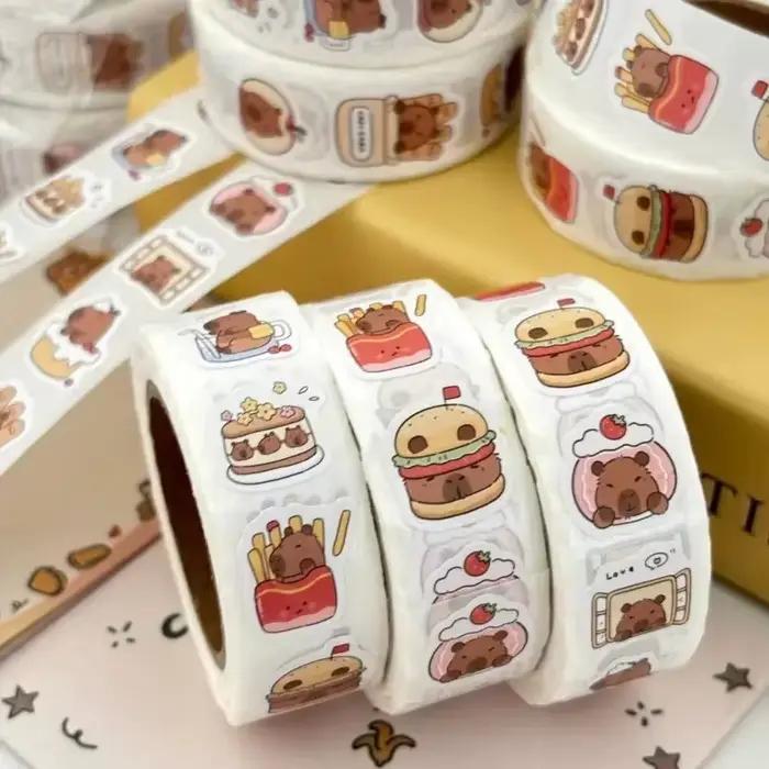 Rouleau d'autocollants Capybara imperméables en PVC