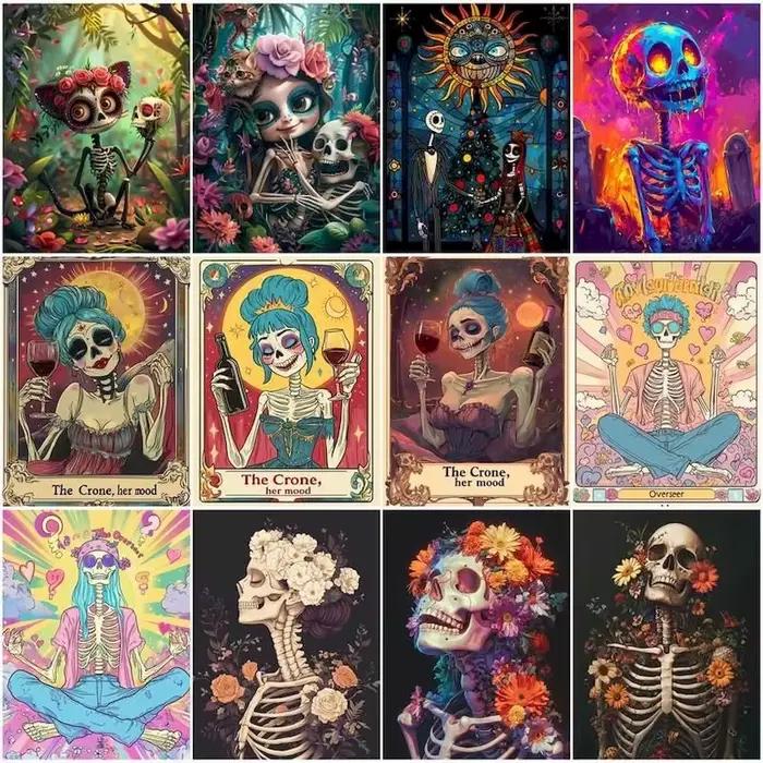 Peinture par numéros : Squelette – Cadeau d'Halloween amusant – Kit
