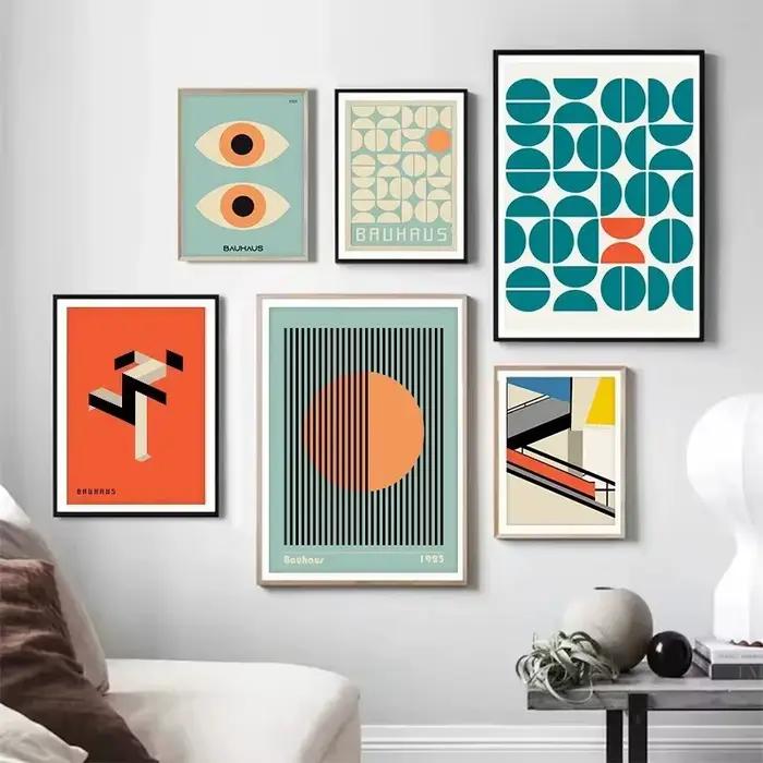 Affiches géométriques modernes d'exposition de toile de Kevin, peinture d'art de mur, décor d'affiche, décor de salon, décor à la maison