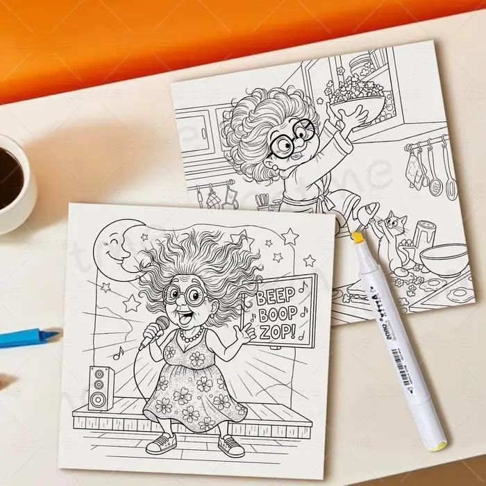Livre de coloriage drôle de grand-mère pour adultes