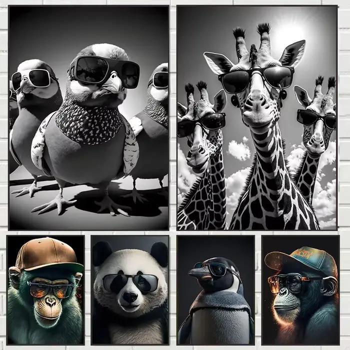 Affiche d'animal drôle avec lunettes