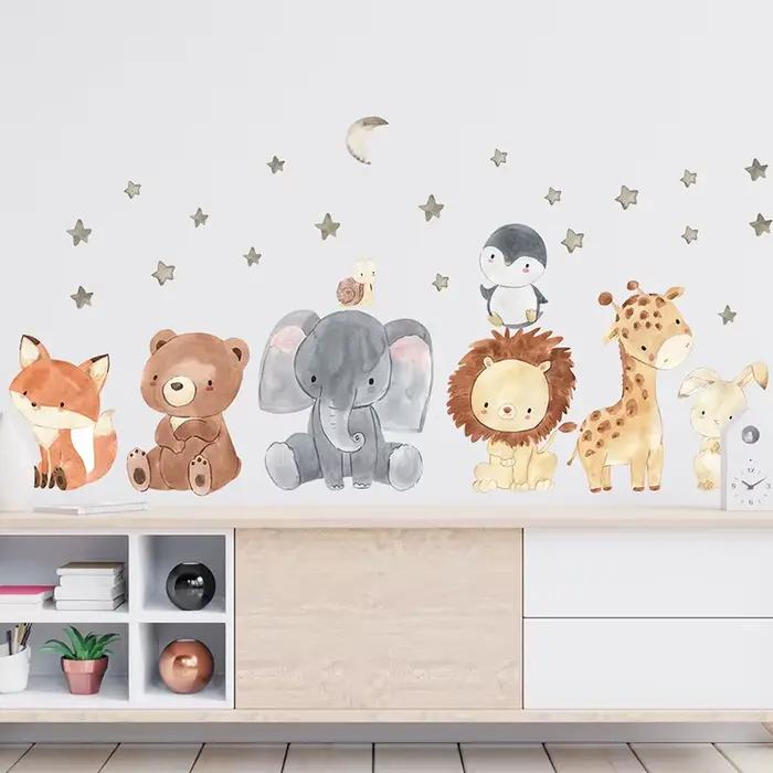 Autocollants muraux animaux mignons de dessin animé