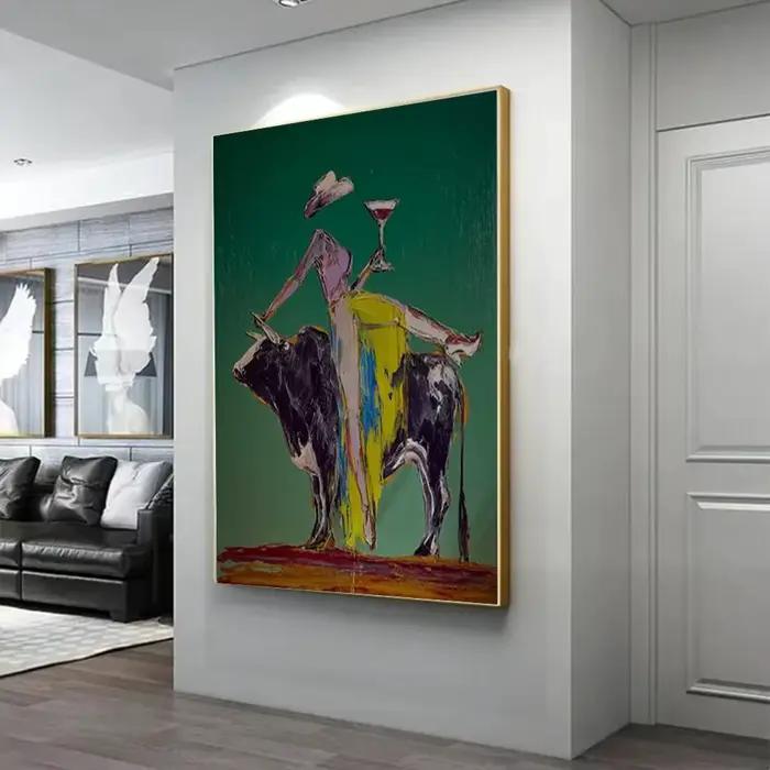 Peinture à l'huile abstraite faite à la main sur toile