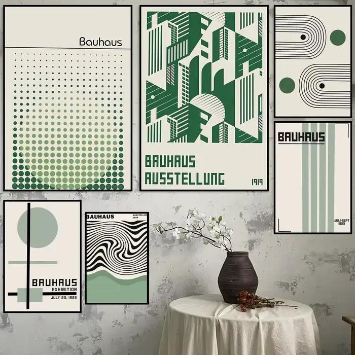B-Bauhaus – affiche moderne de lignes de couleur verte