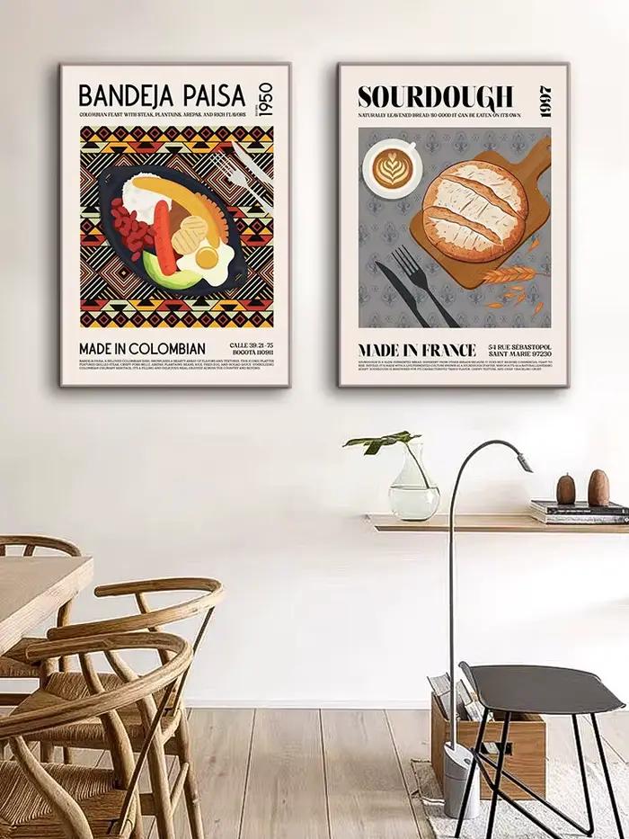 1 pièce, peinture sur toile sans cadre, thème Aliments Délicieux, impression Cuisine du Monde, affiche murale décorative pour la maison