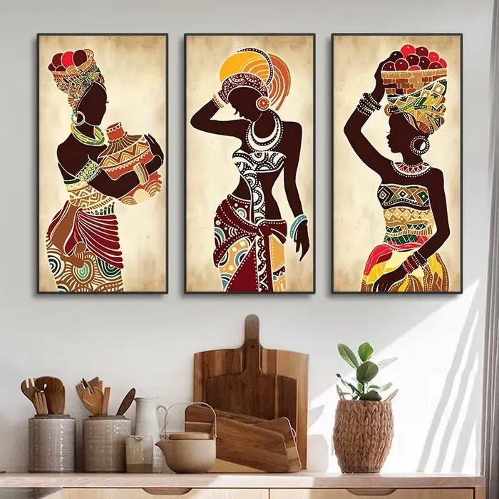 Toile de peinture ethnique de femme noire africaine