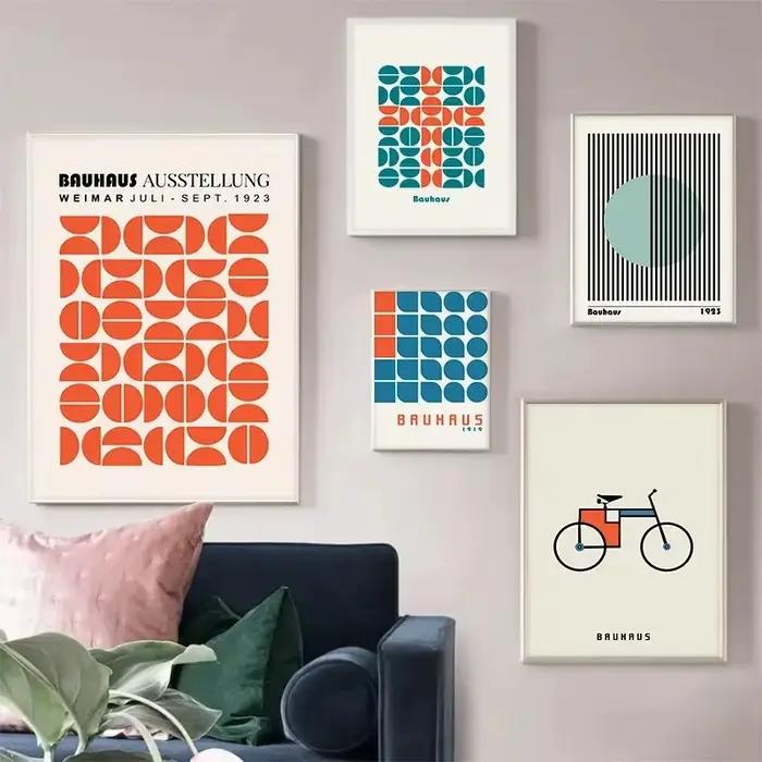 Affiches géométriques modernes d'exposition de toile de Kevin, peinture d'art de mur, décor d'affiche, décor de salon, décor à la maison