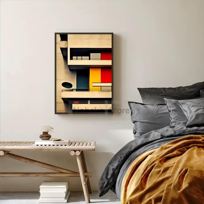 Affiche d'architecture abstraite d'inspiration Le Corbusier