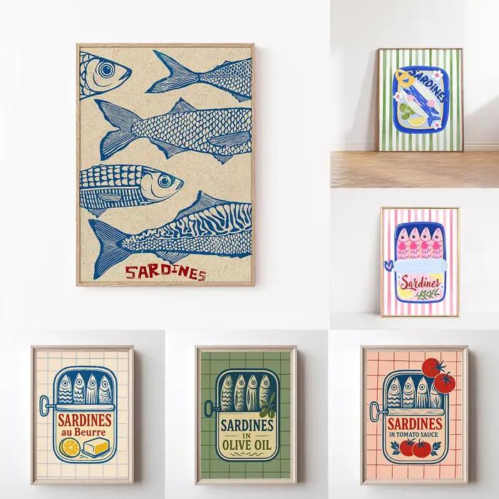 Toile de sardines en conserve rose imprimée