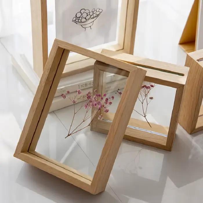 Cadre d'affichage en bois massif transparent