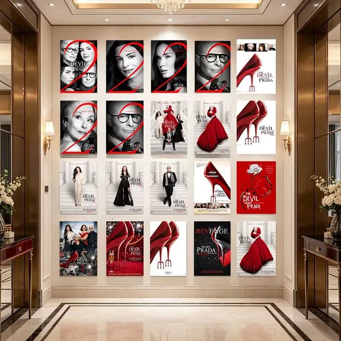 The D-Devil Wears Prada 2026 – Affiches minimalistes de chaussures à talons hauts rouges, peinture sur toile, art mural classique, décoration de chambre