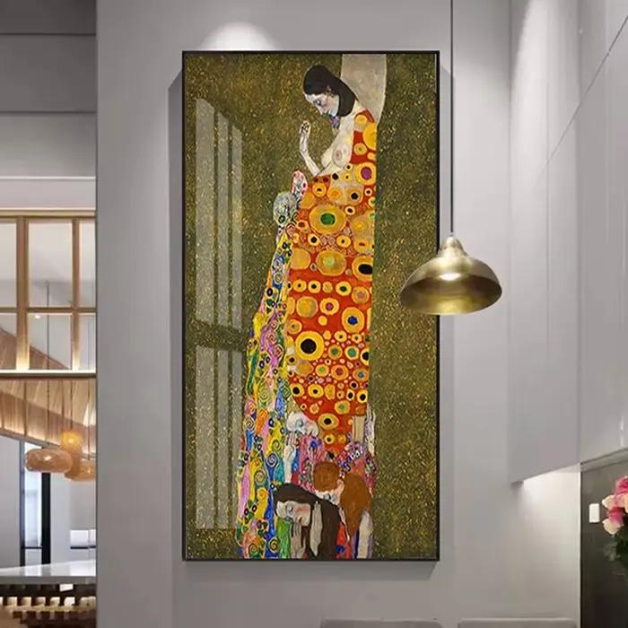 Klimt-Peinture à l'huile dorée sur toile