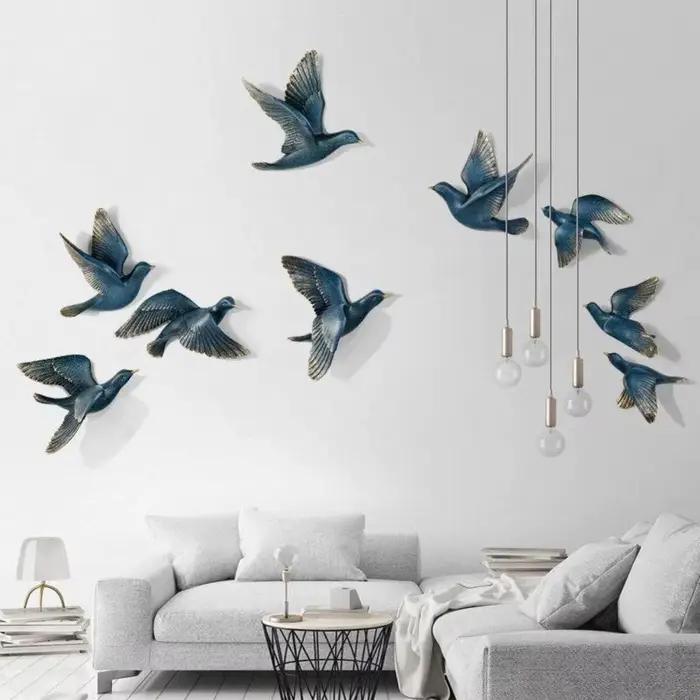 Décoration murale en forme d'oiseau tridimensionnel de style européen