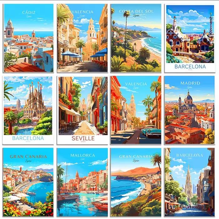 Espagne voyage Paris Gran Canaria Barcelone Madrid Granada affiche toile peinture mur Art photo pour salon décor à la maison