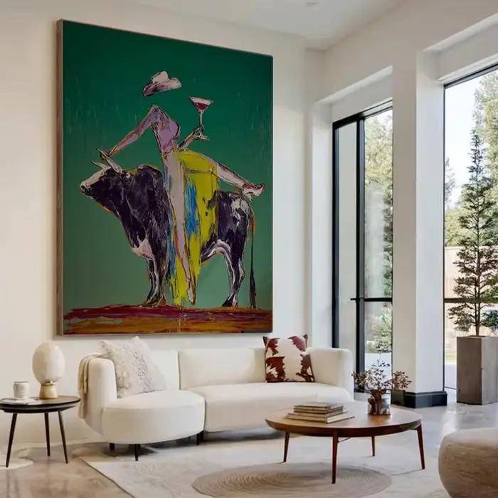 Peinture à l'huile abstraite faite à la main sur toile