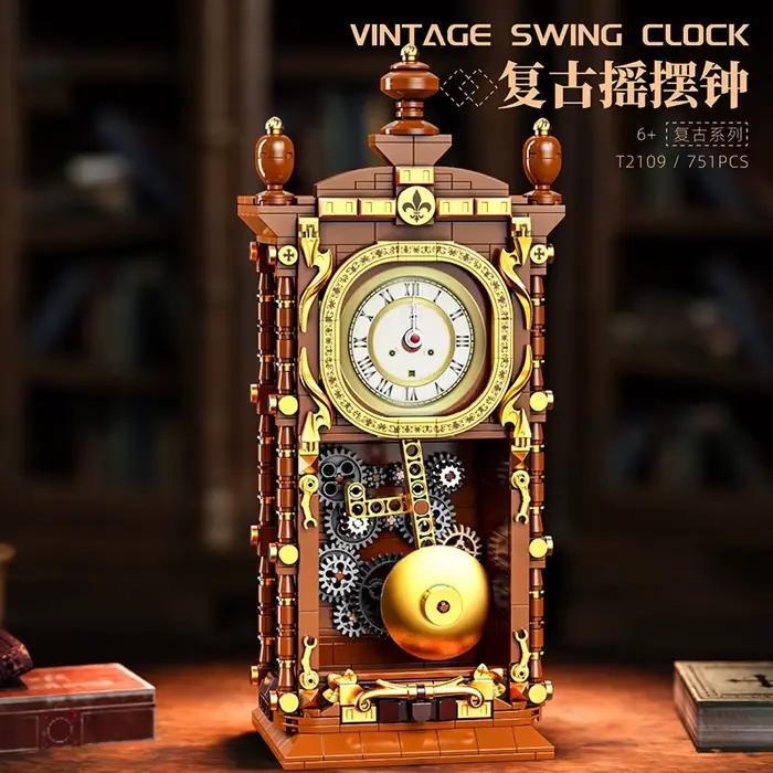 Blocs de construction d'horloge à pendule mécanique rétro oscillant