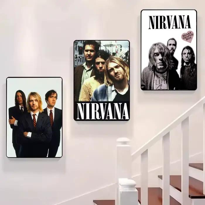 Affiche sur toile de calligraphie de peinture de groupe A-N-Nirvana-Rock: sans plis