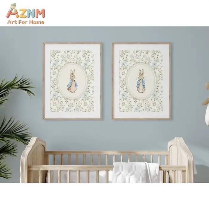 AZNM Impression sur toile vintage Peter Rabbit sans cadre