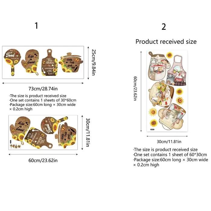 Mode imperméable à l'eau anglais vaisselle autocollants mignon bricolage cuisine Stickers muraux auto-adhésif dessin animé tournesol décalcomanie chambre