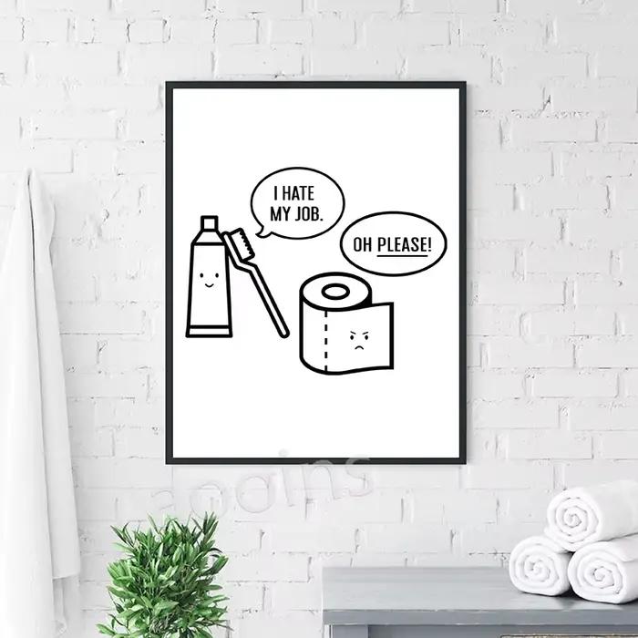Affiche humoristique en papier toilette et brosse à dents