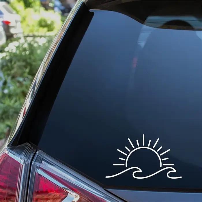 Autocollants de style de voiture de conception de soleil et de vague, décalcomanies de voyage en vinyle, décoration de pare-chocs de fenêtres, camping-cars, moto, maison