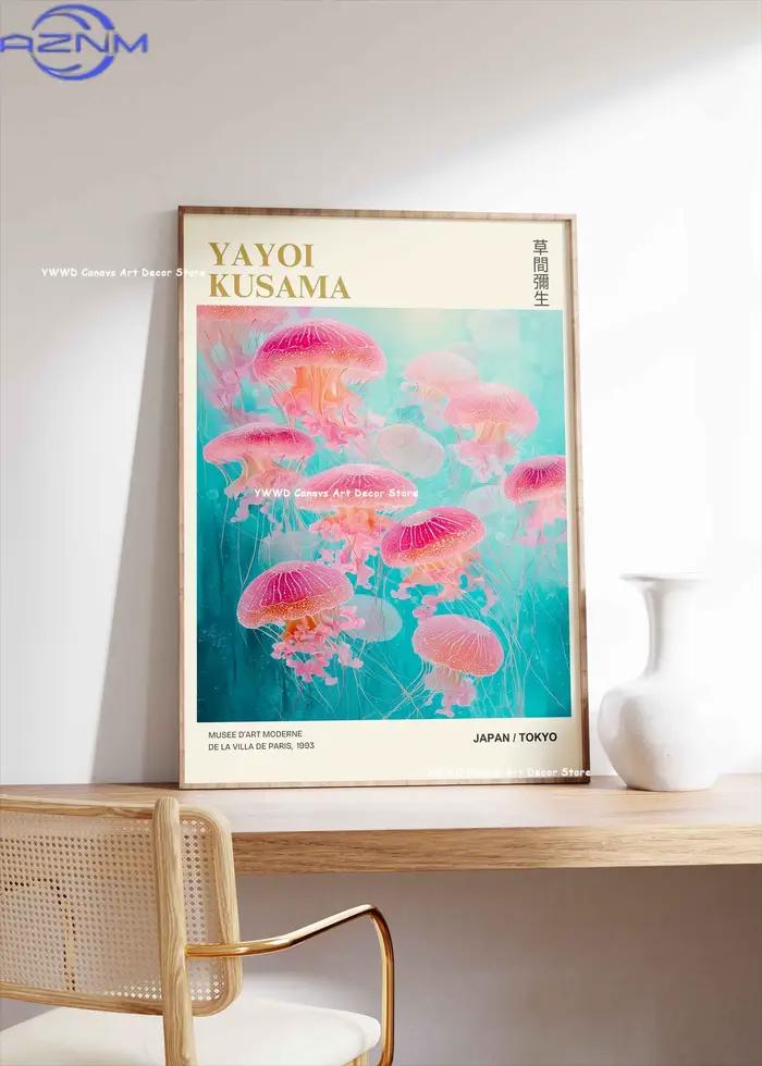 Affiche sur toile AZNM Yayoi Kusama Méduse Rose