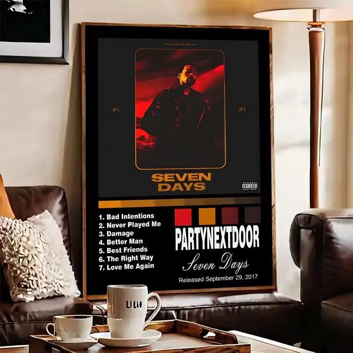 P-PARTYNEXTDOOR Poster autocollant mural imperméable auto-adhésif pour la décoration du salon et de la chambre à coucher
