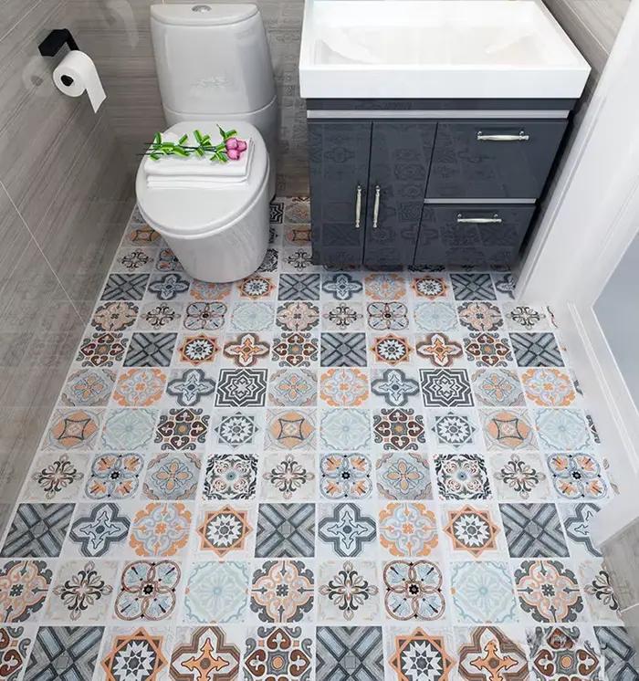 Tapis de sol auto-adhésifs pelables, autocollants de carreaux de cuisine, épais, résistant à l'usure, non ald, imperméable, douche, décoration d'intérieur