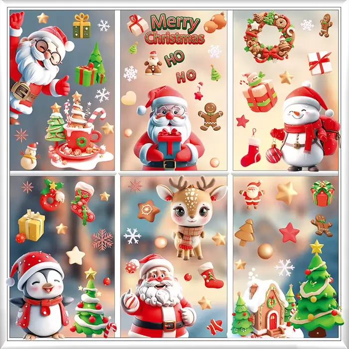 Autocollants Électrostatiques de Fenêtre de Noël