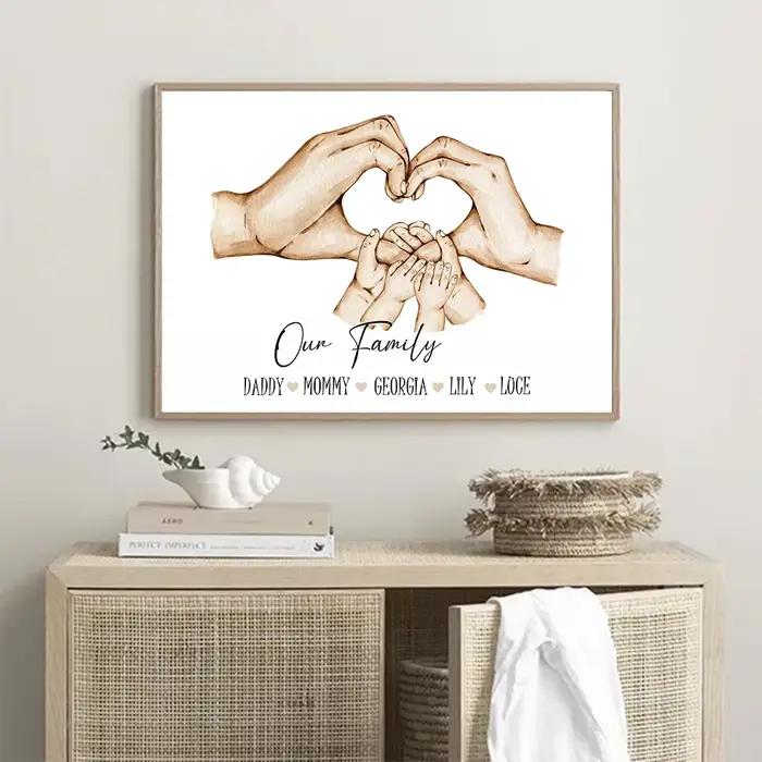 Affiches d'art mural minimalistes de peinture de toile de famille