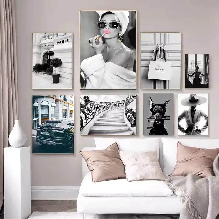 Peinture sur toile de luxe avec citations de super voiture et coco pour femme