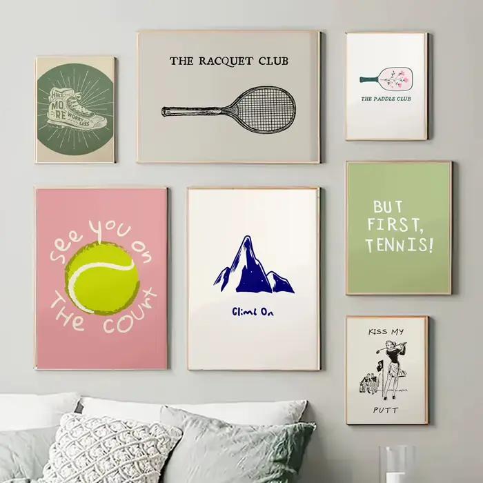 Mode Tennis escalade sport Art mur Art Tennis Golf alpinisme chaussures drôle impression toile peinture maison sport Decorati