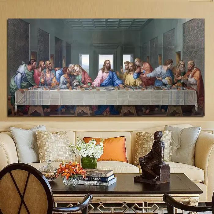 Affiches de la dernière souper de Leonardo Da Vinci et peinture sur toile d'art mural imprimée
