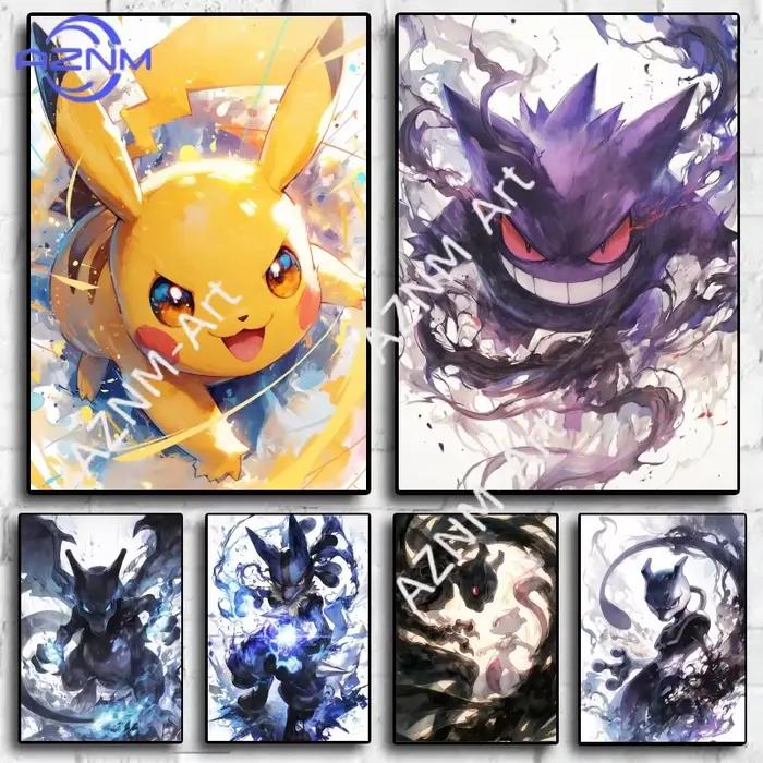 Peintures décoratives à l'aquarelle Pokémon Pikachu Gengar