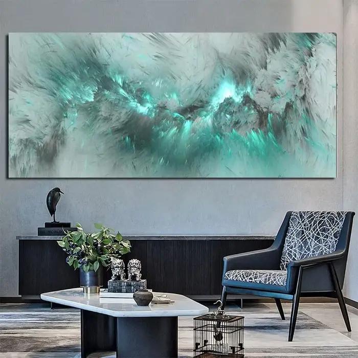 Art mural esthétique abstrait classique, nuages gris jaunes, peintures bloquant les couleurs, affiches imprimées, décor de maison, chambre à coucher, salon